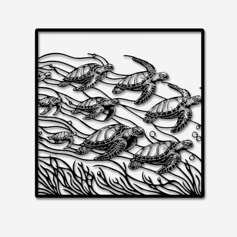 Sea Turtles Metal Wall Art Bathroom Decor