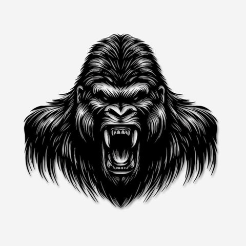 Ferocious Gorilla Head Metal Wall Art