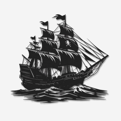Pirate Ship On Sea Metal Wall Art