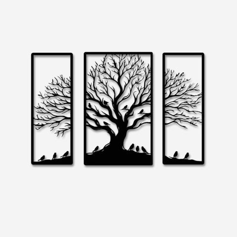 Triptych Tree of Life Metal Wall Art