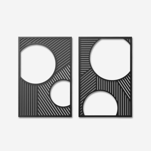 Geometric Mid Century Modern Metal Wall Art Set