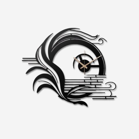 Modern Abstract Black Metal Wall Clock