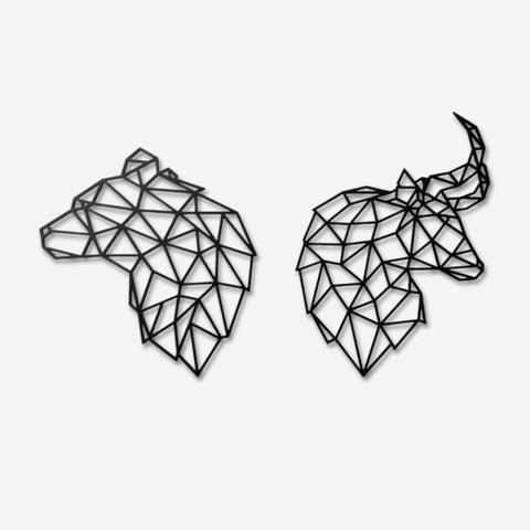 Stock Market Bull and Bear Metal Wall Art