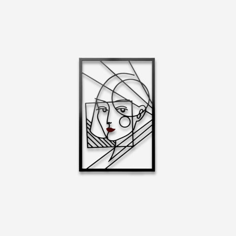 Minimalist Woman Face Metal Line Wall Art