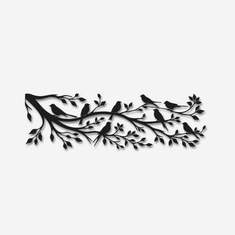 Birds Sitting on Tree Branches Metal Wall Art