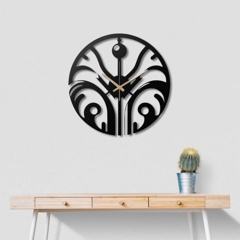 Abstract Botanical Design Metal Wall Clock