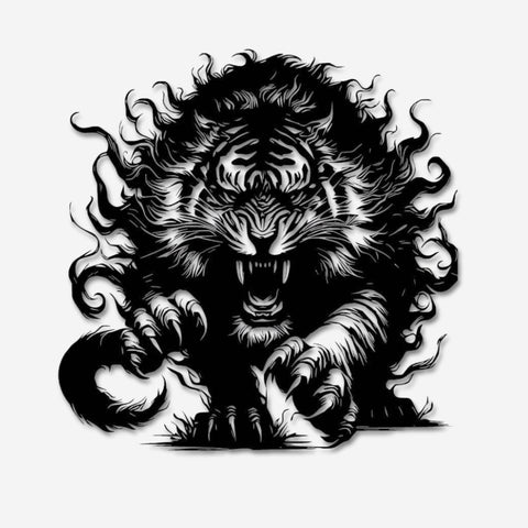 Tiger with Fiery Mane Metal Wall Art