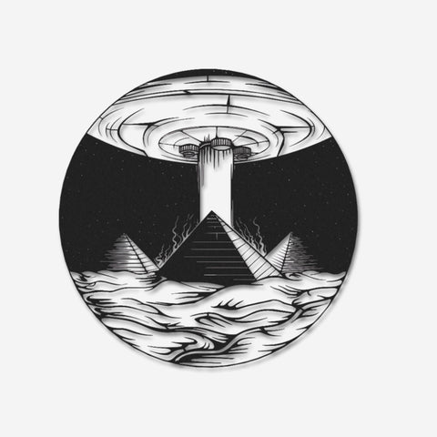 Space Ship & Pyramids Metal Wall Art