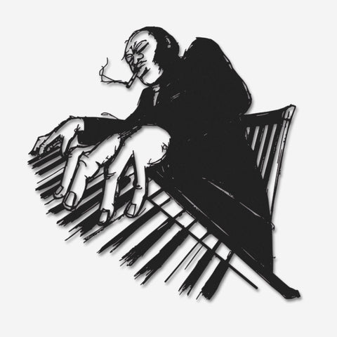 Cool Jazz Pianist Metal Wall Art