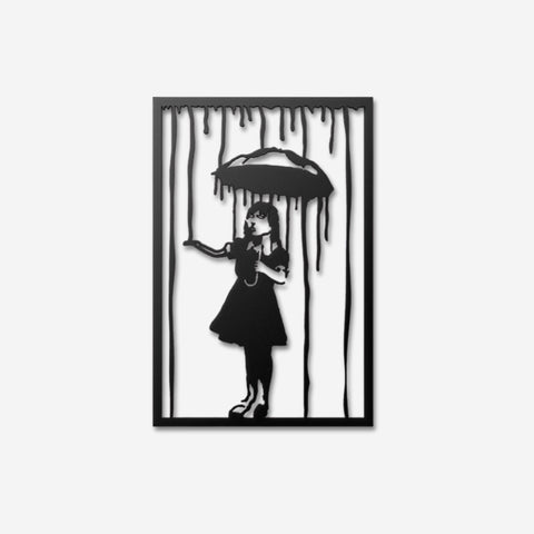 Banksy Umbrella Girl Metal Wall Art