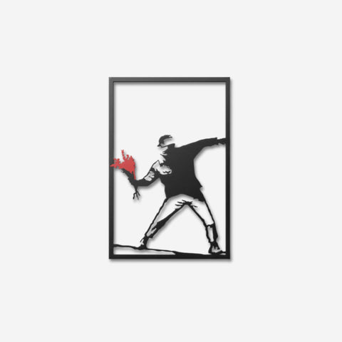 Banksy Flower Thrower Metal Wall Art