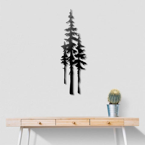 A Family of Evergreen Trees Metal Wall Art
