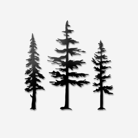 Set of 3 Pine Trees Metal Wall Art