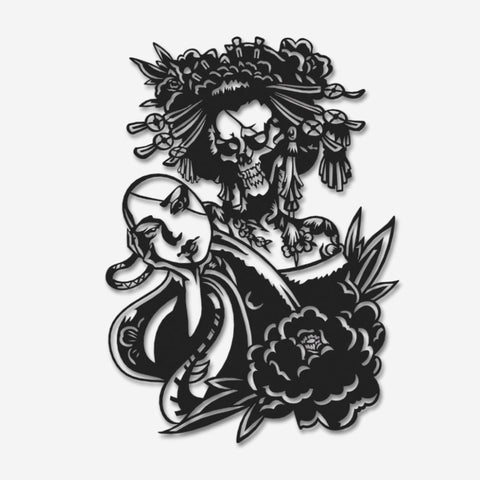 Skull Gothic Geisha Metal Wall Art