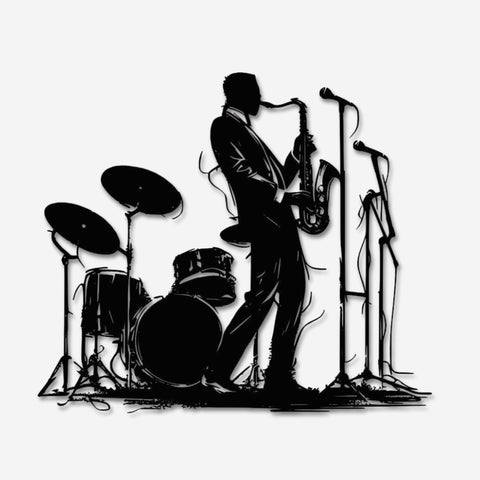 Sax Player Metal Wall Art