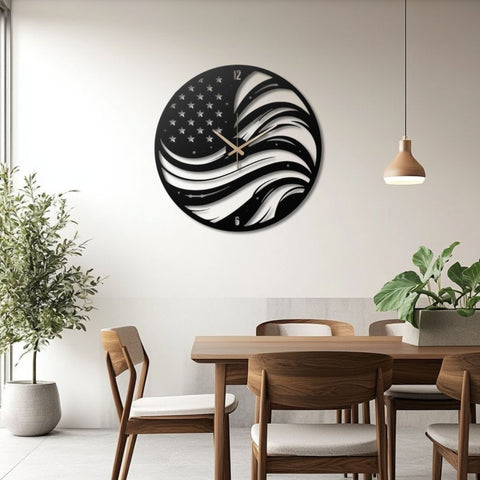 American Flag Metal Wall Clock
