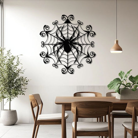 Spider Web Gothic Metal Wall Art