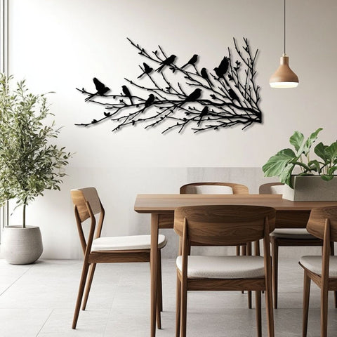 Black Birds in Nature Metal Wall Art