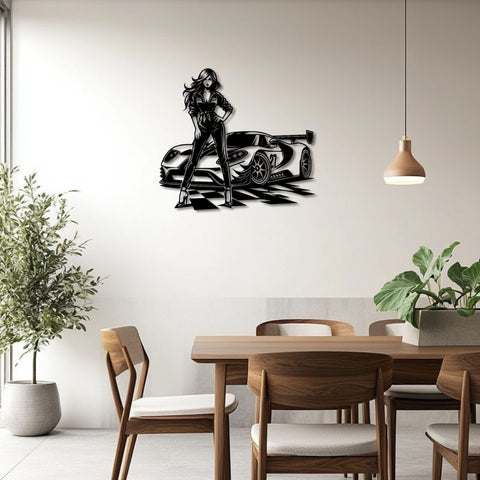 Racer Girl Metal Wall Art