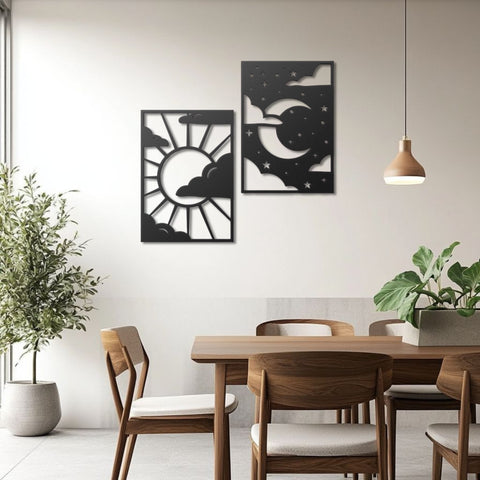 Sun and Moon Metal Wall Art Decor