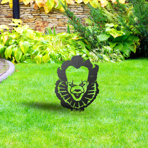Scary Clown Metal Yard Art, Halloween Decor