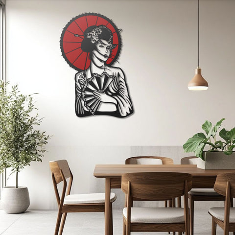Japanese Geisha Metal Wall Art