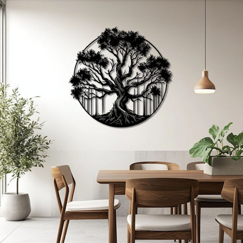 Stunning Circular Tree Metal Wall Art
