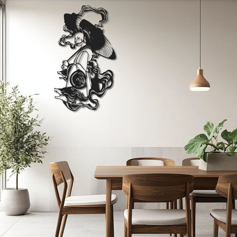 Mystic Kitsune Geisha Metal Wall Art