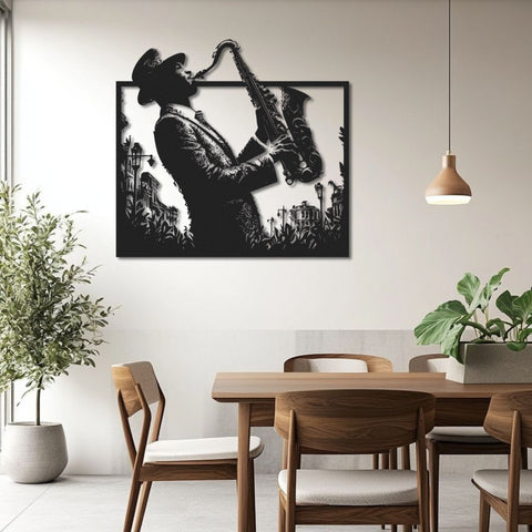 Saxophone Player Metal Wall Art