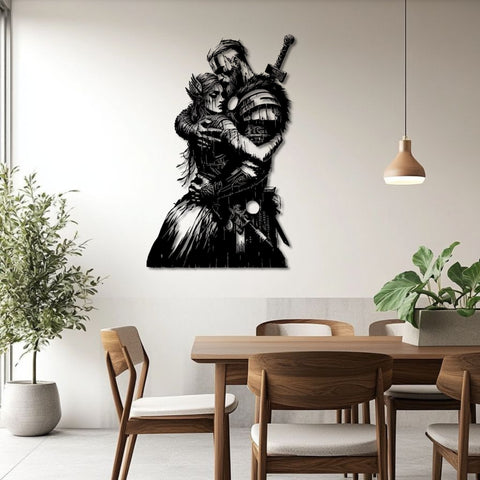 Warrior's Embrace Viking Metal Wall Art