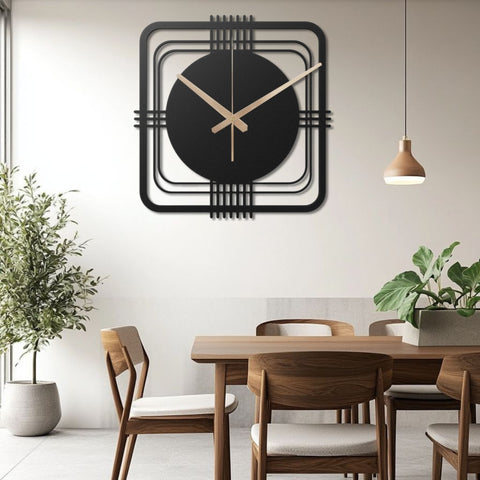 Large Contemporary Square Metal Wall Clock