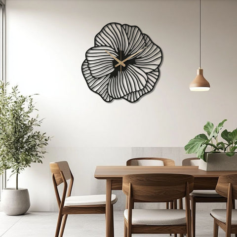 Flowers Metal Wall Clock