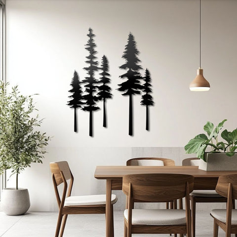 Set of 2 Pine Trees Metal Wall Art