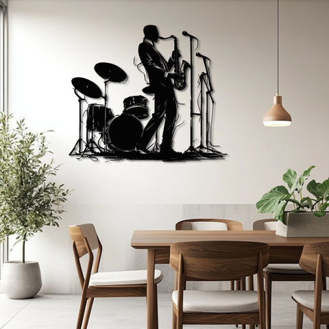 Sax Player Metal Wall Art