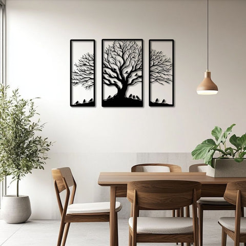 Triptych Tree of Life Metal Wall Art