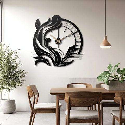 Art Nouveau Floral Metal Wall Clock