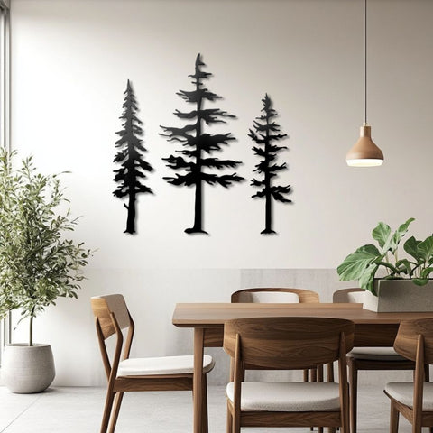 Set of 3 Pine Trees Metal Wall Art