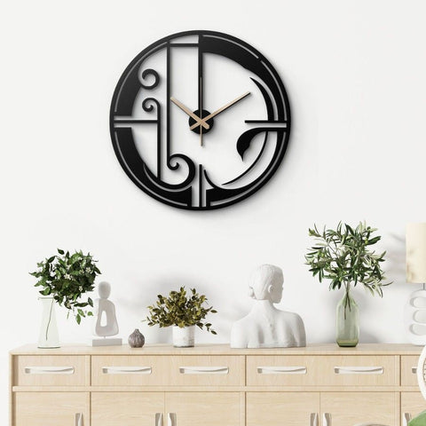 Elegant Art Deco Metal Wall Clock
