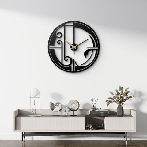 Elegant Art Deco Metal Wall Clock