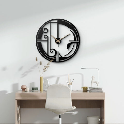 Elegant Art Deco Metal Wall Clock