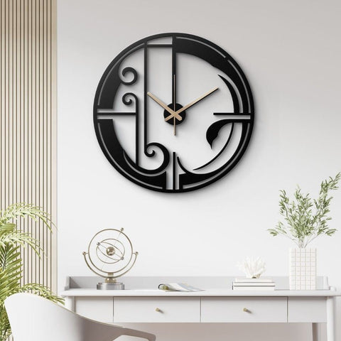 Elegant Art Deco Metal Wall Clock