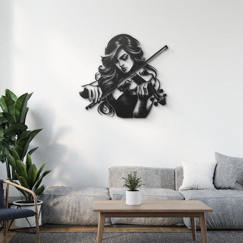 Female Violinist Metal Wall Art