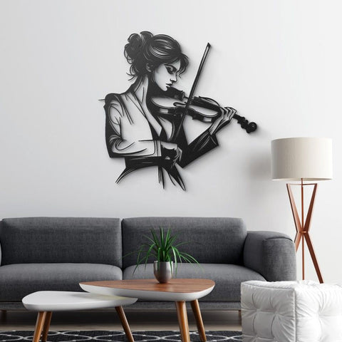 Elegant Violinist Metal Wall Art