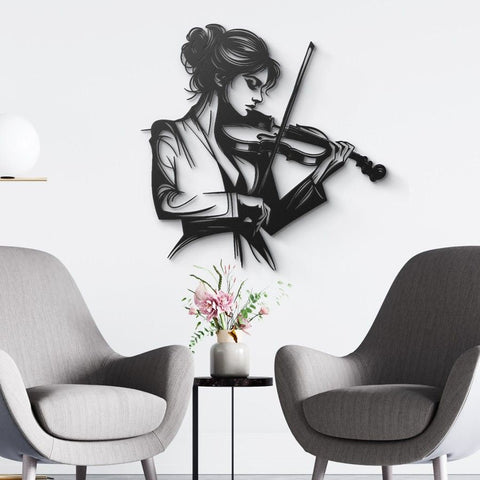 Elegant Violinist Metal Wall Art
