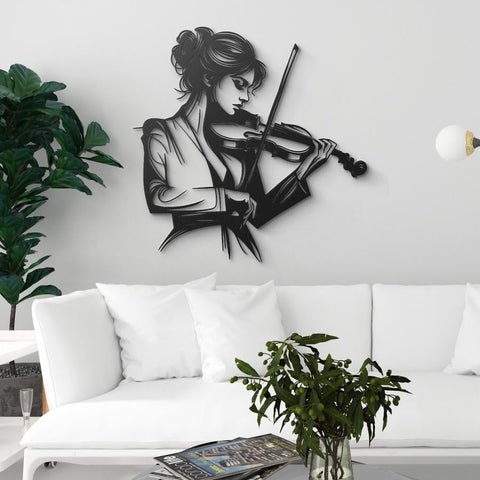 Elegant Violinist Metal Wall Art