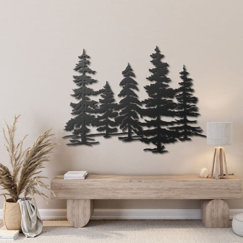 Evergreen Trees Metal Wall Art