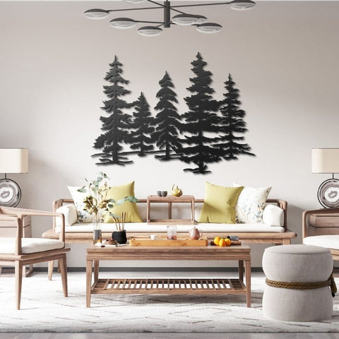 Evergreen Trees Metal Wall Art