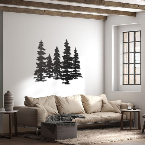 Evergreen Trees Metal Wall Art