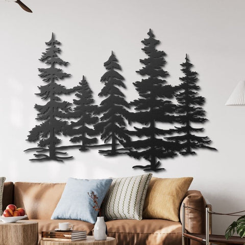 Evergreen Trees Metal Wall Art
