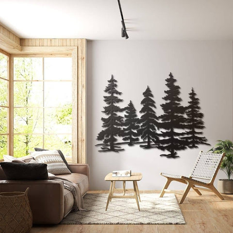 Evergreen Trees Metal Wall Art